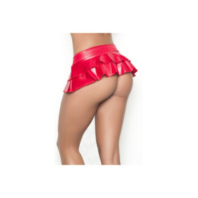 Mini jupe double fronce wetlook rouge 
